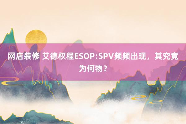 网店装修 艾德权程ESOP:SPV频频出现，其究竟为何物？