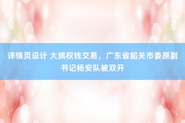 详情页设计 大搞权钱交易，广东省韶关市委原副书记杨安队被双开